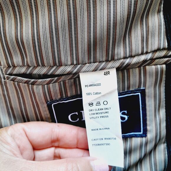 Chaps Blazer Brown Corduroy Solid Sport Coat Jacket Striped Lining sz: 4… - Picture 9 of 10